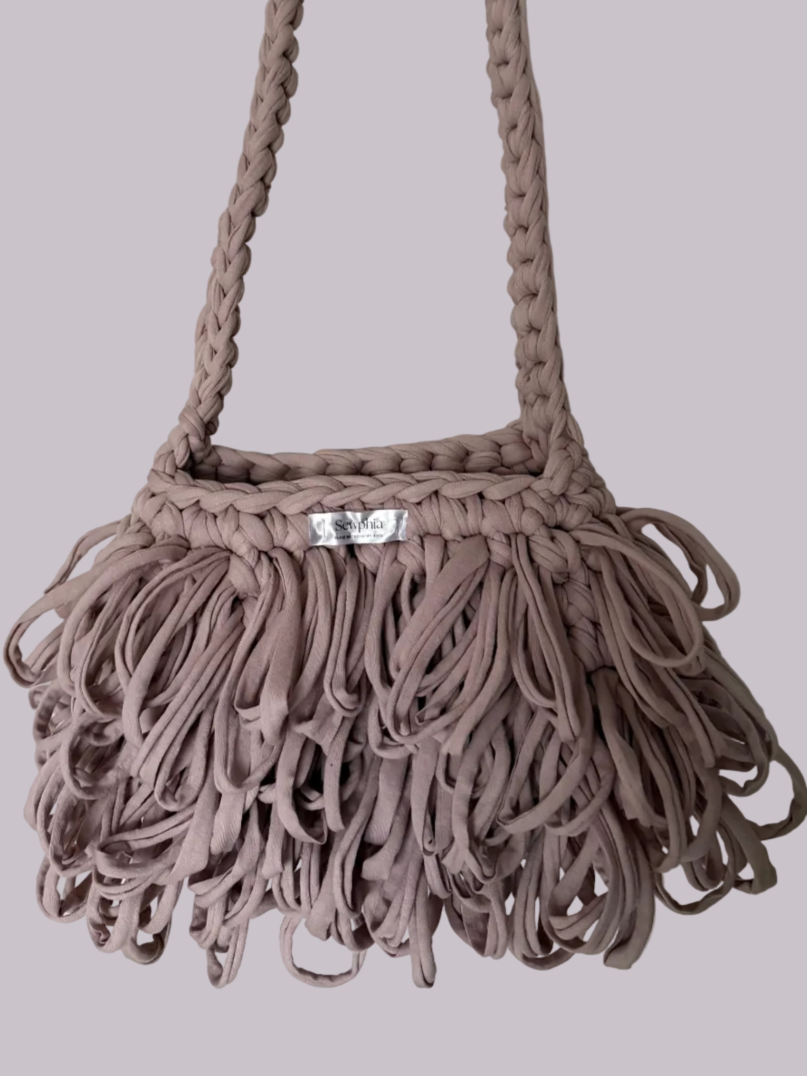 LIGHT PURPLE/BEIGE RUFFLE BAG