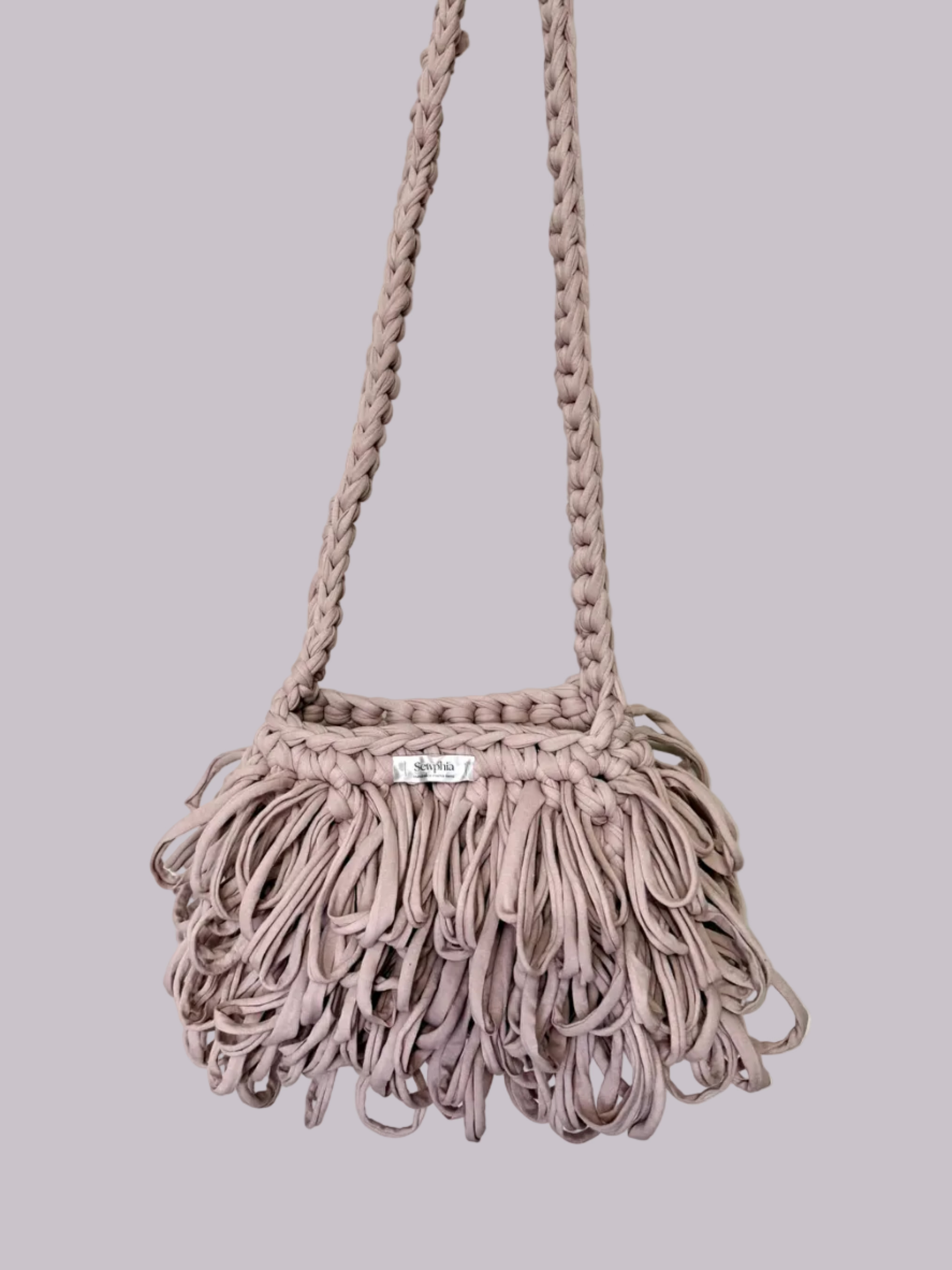 LIGHT PURPLE/BEIGE RUFFLE BAG